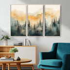 Abstract Forest Print | Mountain Wall Art | Autumn Landscape Canvas Print