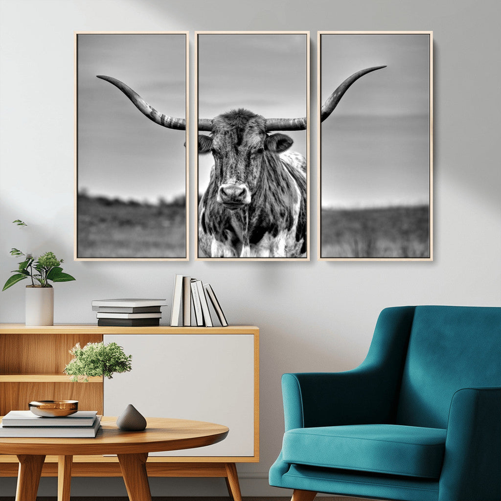 Texas Longhorn Cow Wall Art, Texas Longhorn Canvas, Cattle