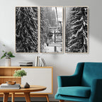 Winter Ski Lift Black and White Canvas Wall Art | Alpine Escape in Minimalist Style