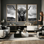 Scottish Cow Wall Art Canvas Print, Longhorn Wall Art