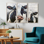 Vintage Baby and Mom Cattle Wall Art Canvas Print