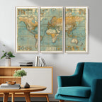 Push Pin World Map Canvas Print | Travel Tracker Wall Art for Couples