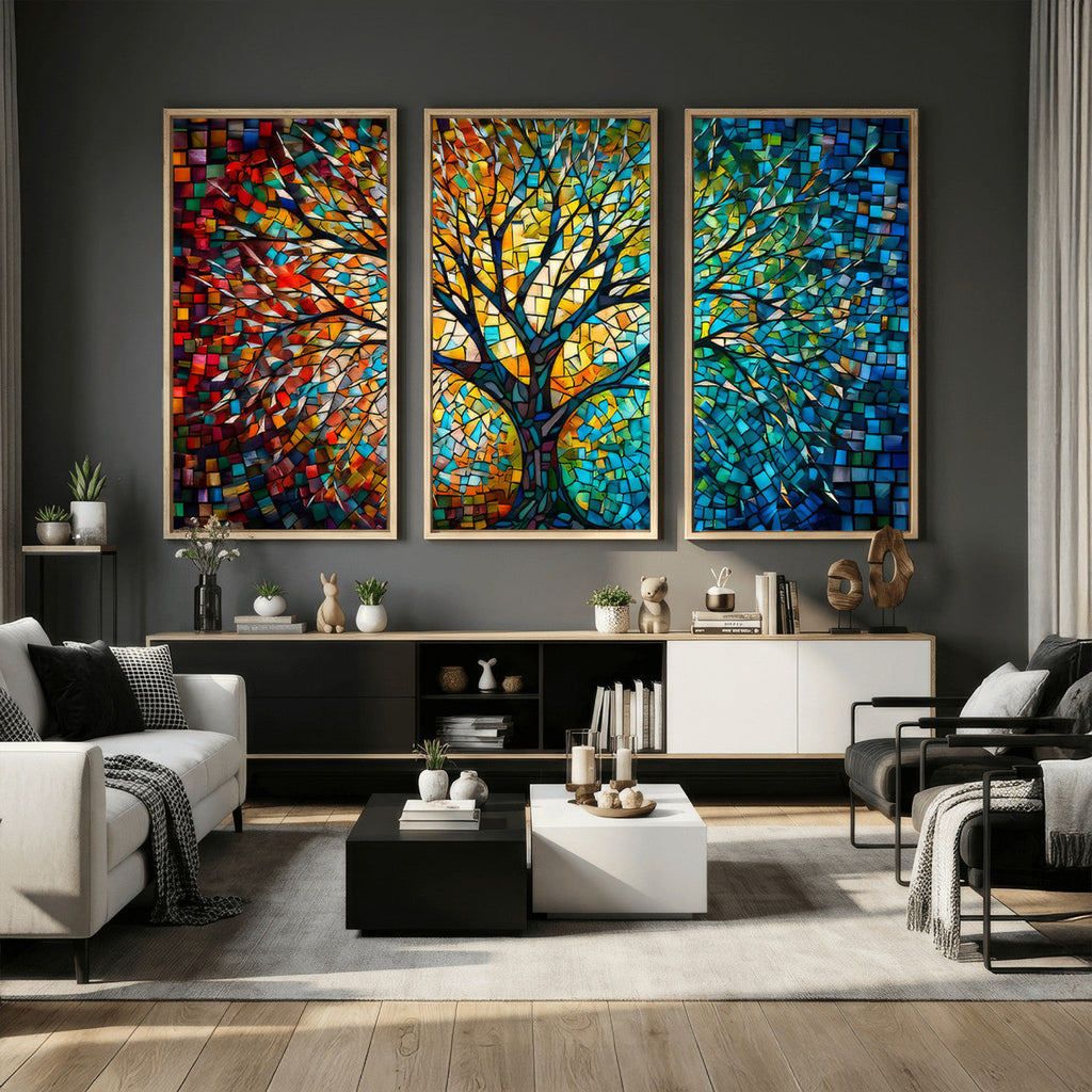 Yggdrasil Tree of Life Wall Art Print | Mosaic Style Canvas Wall Art