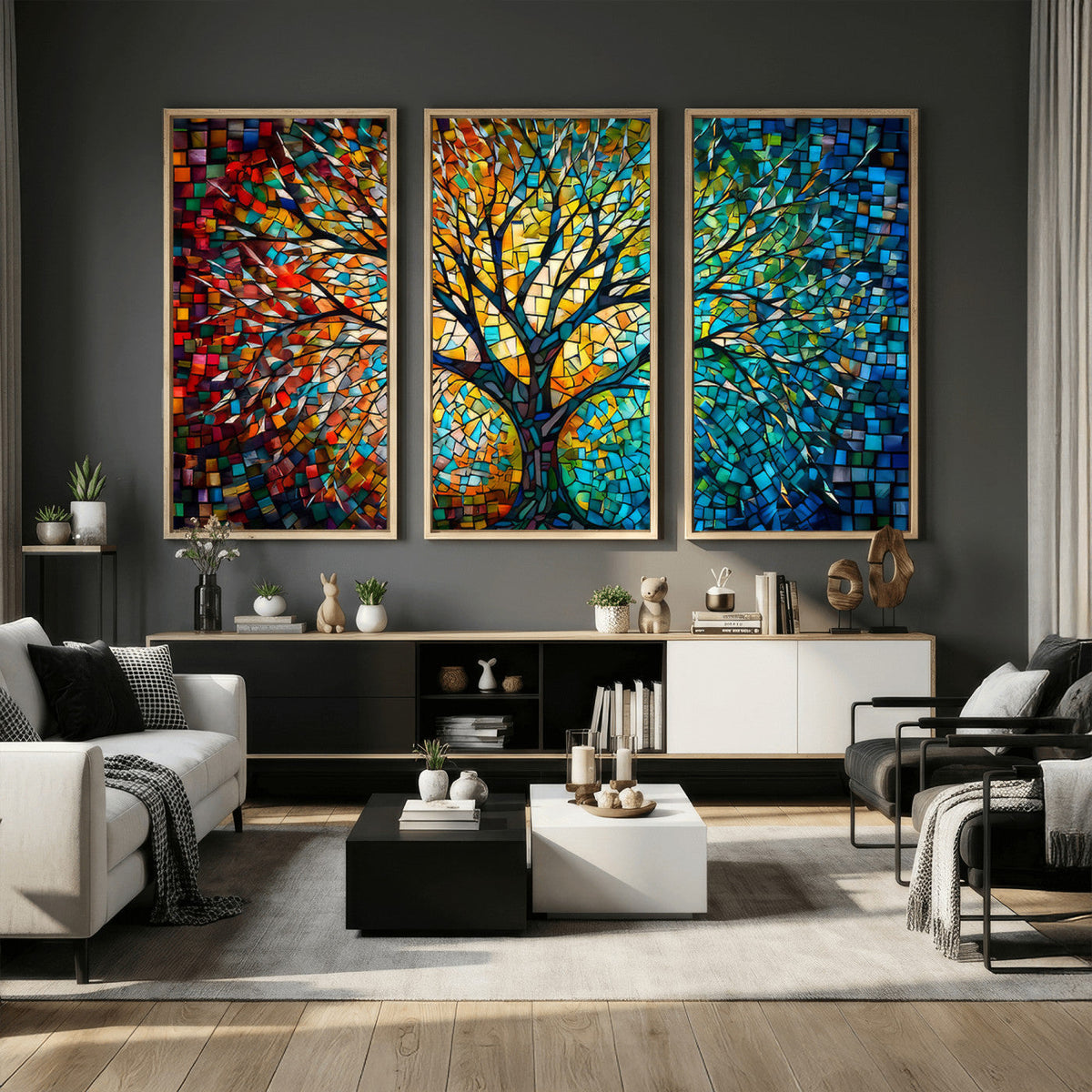 Yggdrasil Tree of Life Wall Art Print | Mosaic Style Canvas Wall Art