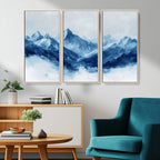 Blue Mountains Wall Art | Framed Snowy Range Canvas Artwork