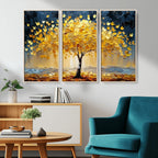Golden Tree Wall Art | Framed Autumn Leaves Canvas Artwork