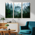 Misty Forest Wall Art Canvas Print | Framed Foggy Mountain Landscape