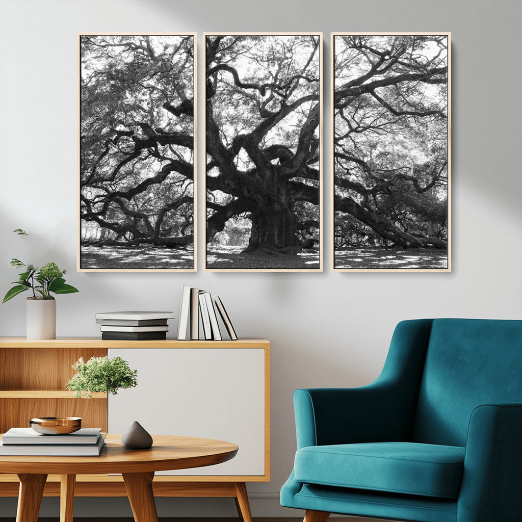 Ancient Oak Wall Art Canvas Print | Gnarled Tree with Twisted Branches