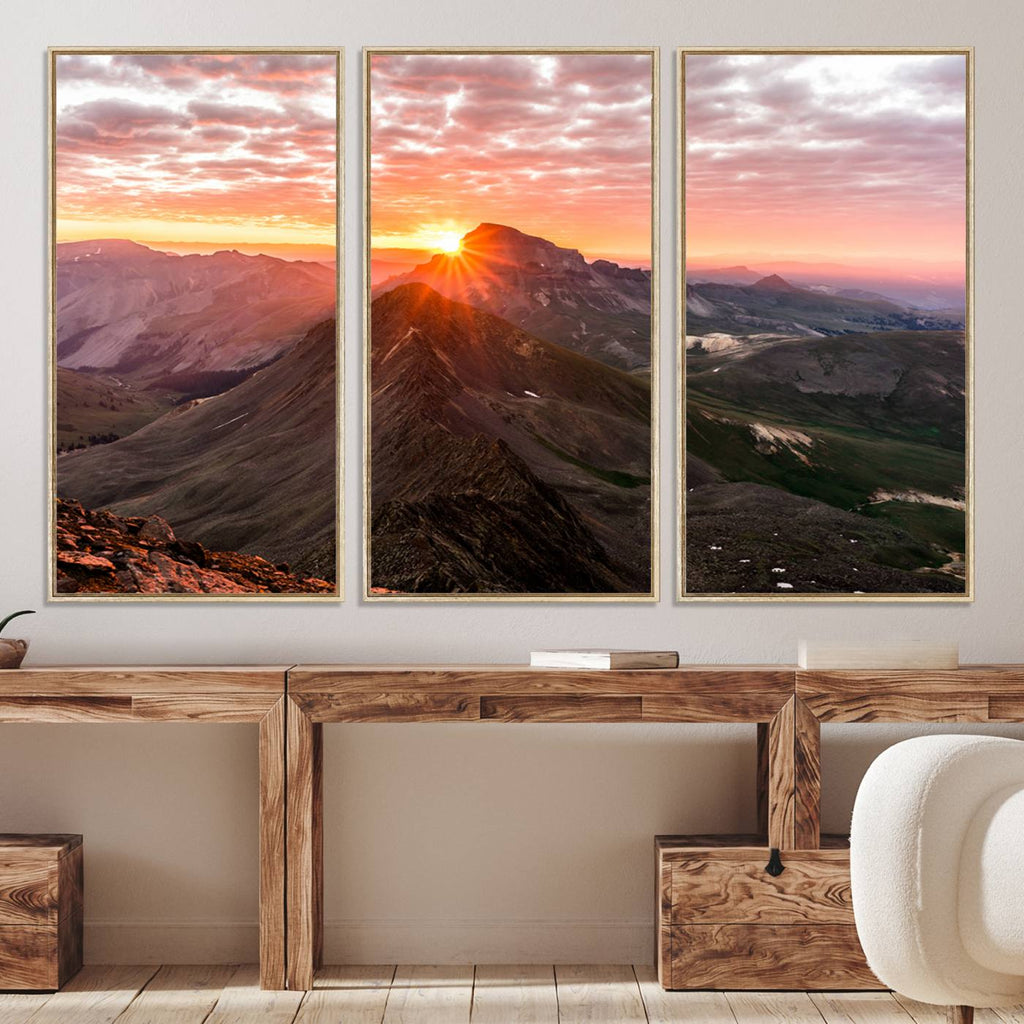 Mountain Sunrise Wall Art Canvas Print | Alpine Ridge Morning Light