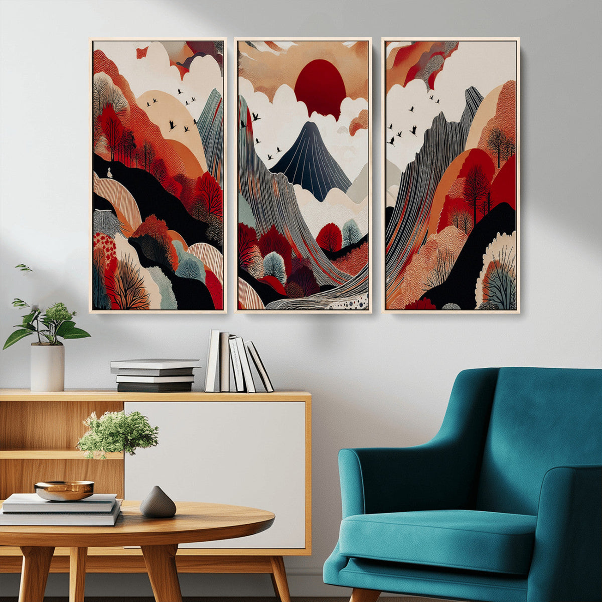 Abstract Mountain Wall Art Canvas Print | Vibrant Stylized Landscape