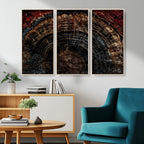 Dark Wood Ring Wall Art Canvas Print, Framed Abstract Tree Slice Print, Rustic Wood Grain Decor