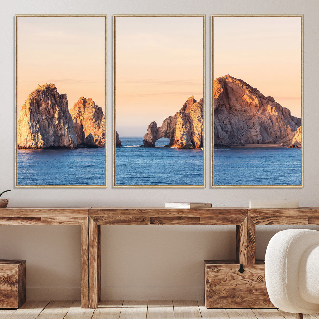 El Arco Wall Art Canvas Print, Framed Cabo San Lucas Ocean Arch Coastal Art