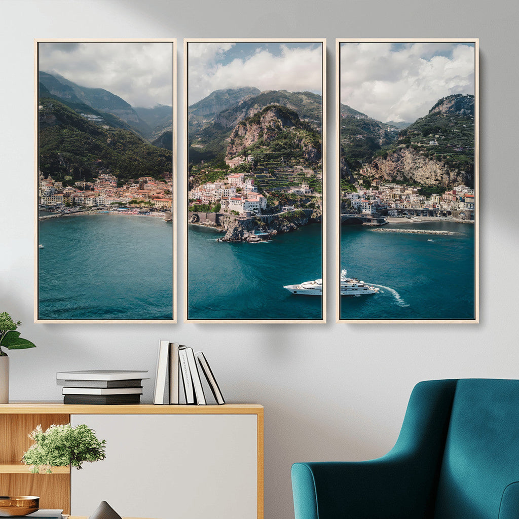 Amalfi Coast Wall Art | Framed Italian Seaside Canvas