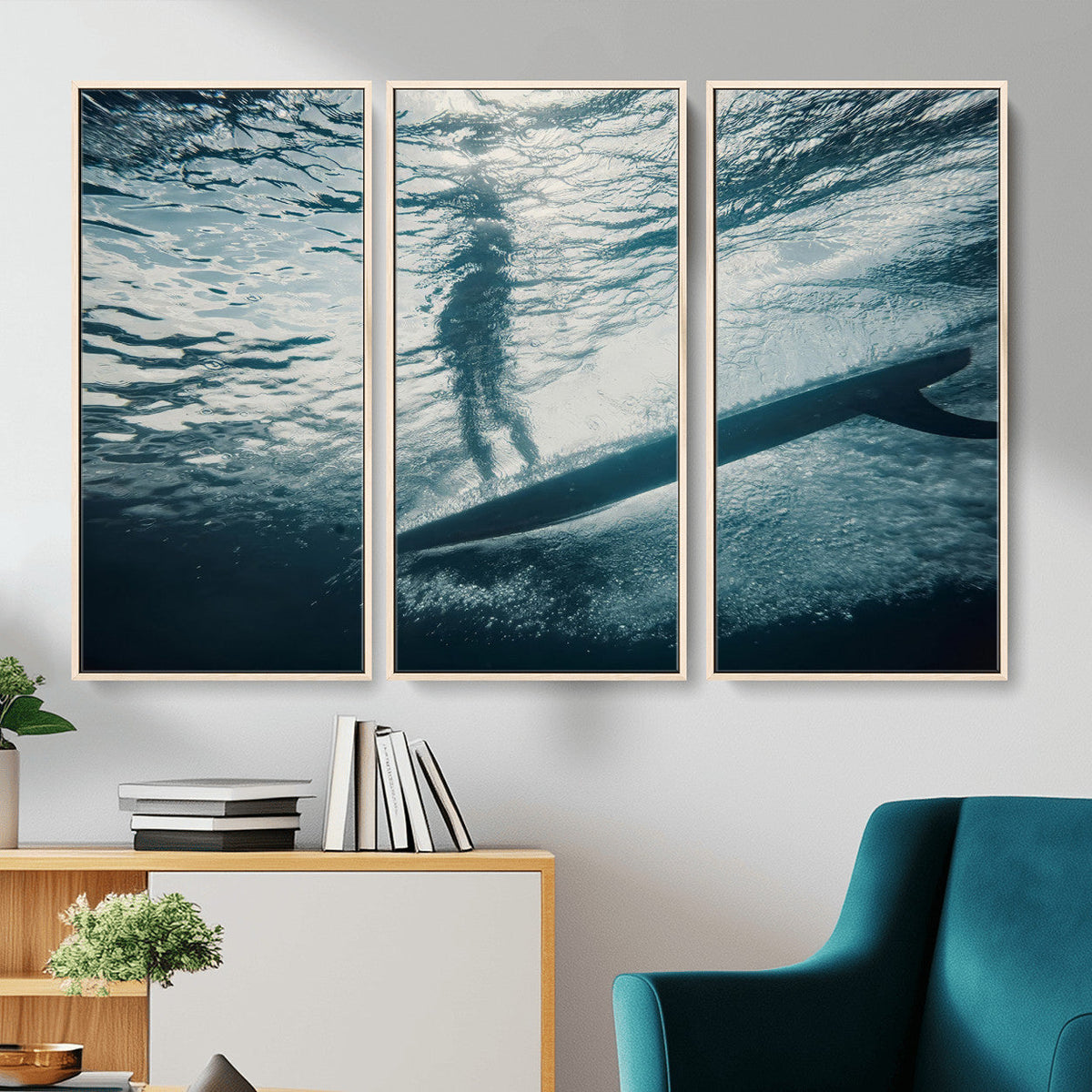 Underwater Surf Wall Art | Framed Ocean Wave Canvas Artwork
