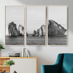 Coastal Wall Art | Framed Black White Ocean Canvas Artwork
