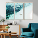 Minimal Beach Wall Art | Framed Ocean Swimming Canvas