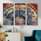 Tree Rings Wall Art Canvas Print, Framed Petrified Wood Art, Modern Rustic Decor