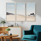 Minimalist Beach Wall Art Canvas Print, Framed Coastal Serenity Soft Sand