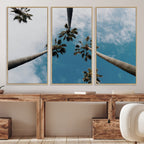 Tropical Palm Trees Wall Art Canvas Print, Framed California Sky Minimalist Nature