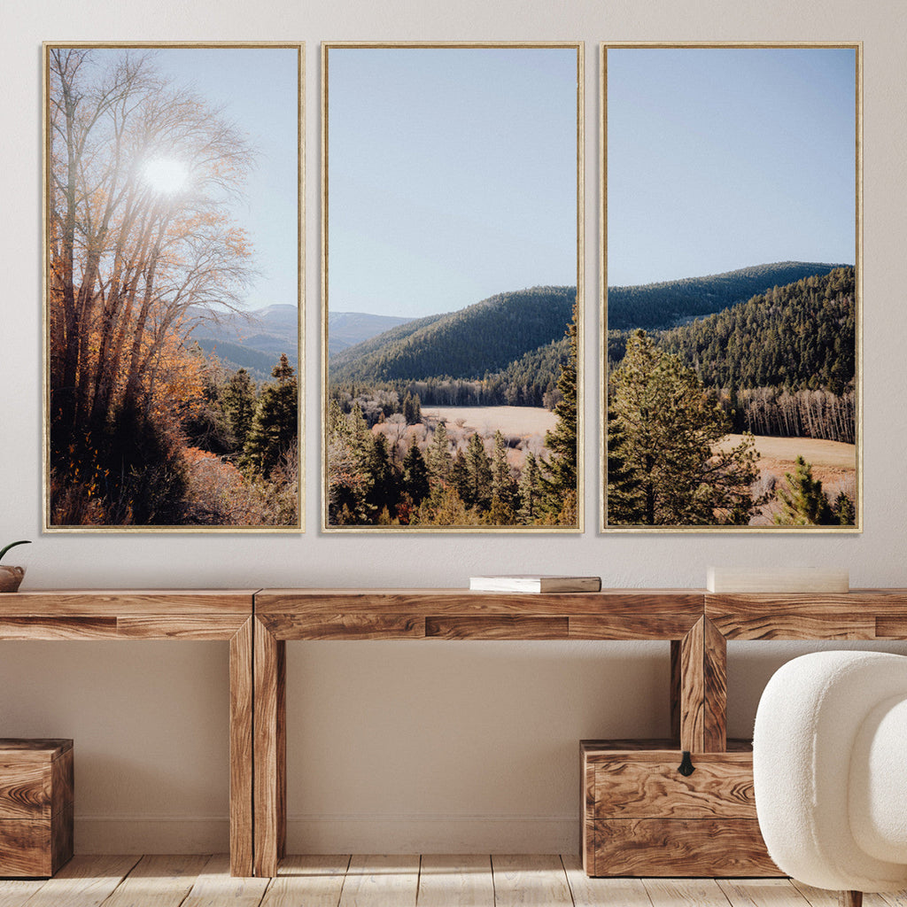Rustic Landscape Wall Art Canvas Print, Serene Valley Scene