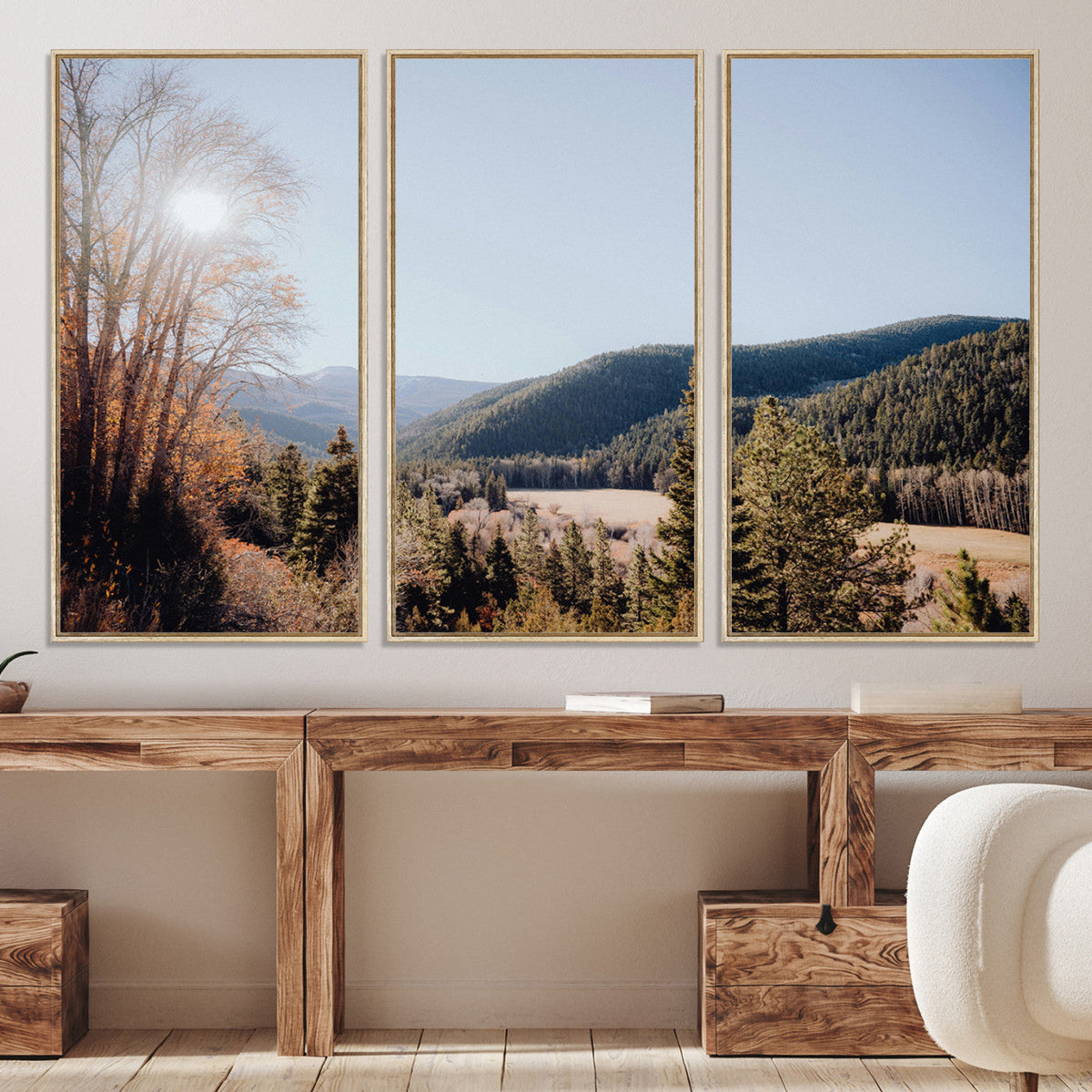 Rustic Landscape Wall Art Canvas Print, Serene Valley Scene