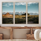 Rustic Farmhouse Wall Art Canvas Print, Teton Range Mormon Row Barn