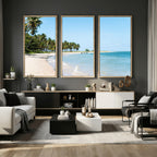 Palm Tree Coast Wall Art Canvas Print, Framed Island Getaway with Crystal Blue Water