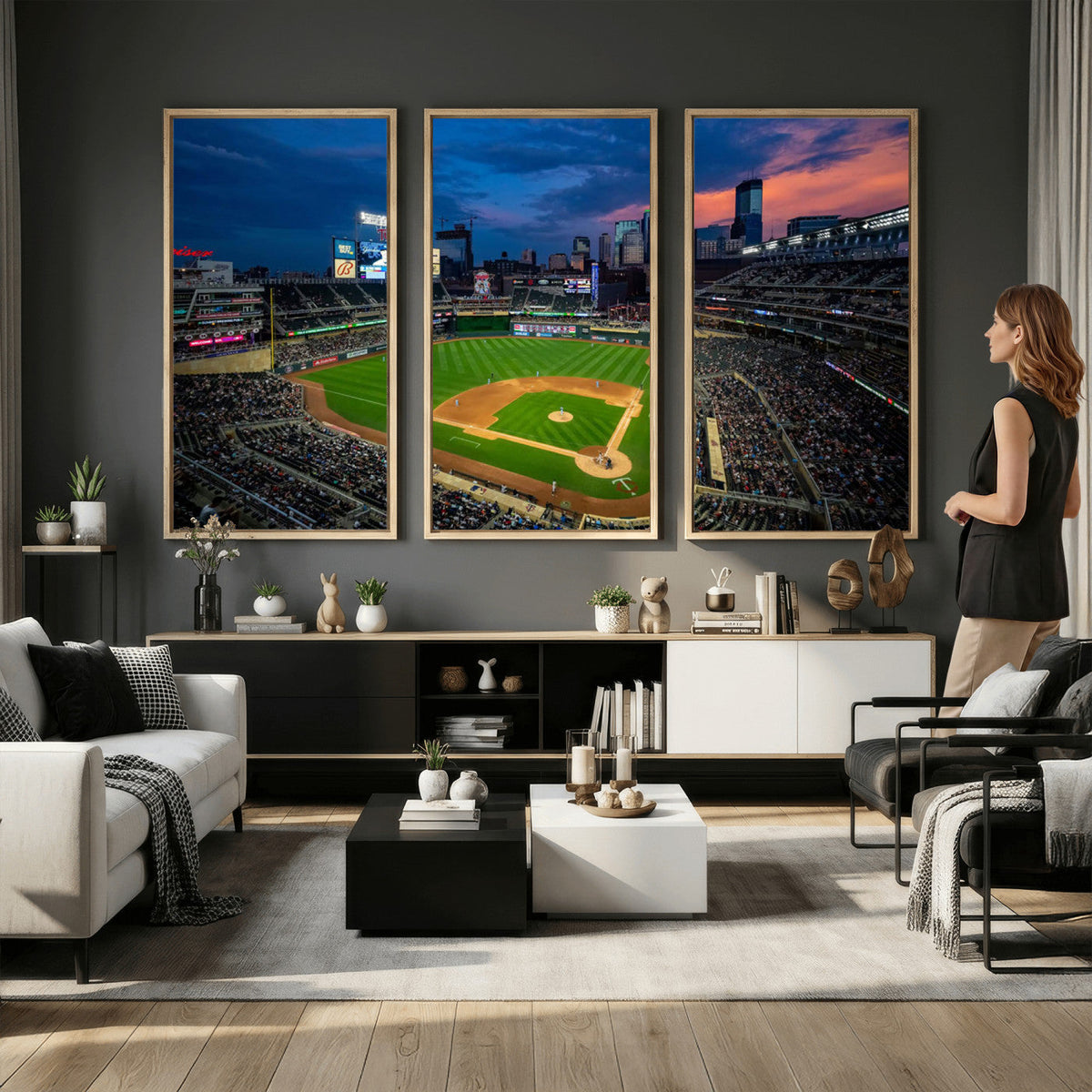 Target Field Wall Art Canvas Print, Baseball Stadium Scene