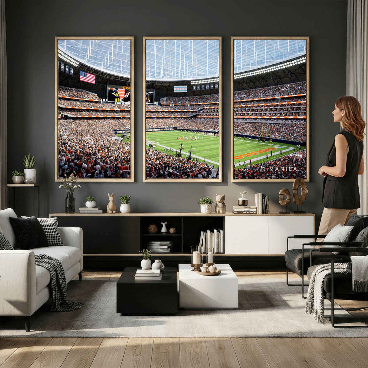 Chicago Bears Soldiers Field Wall Art Canvas Print, Framed and Ready to Hang