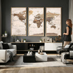 Modern World Map Canvas Print | Framed Travel Map Wall Art