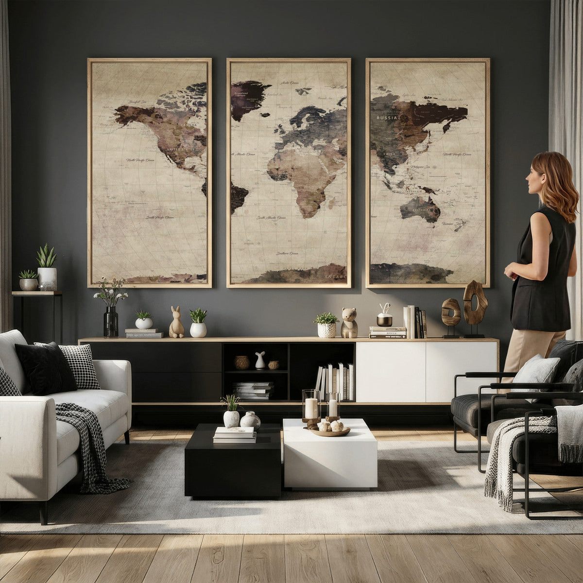World Map Canvas Print, Detailed Map of the World, Adventure Gift for Couples and Anniversaries