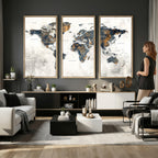 World Map Wall Art Canvas Print for Office Wall Decor