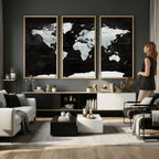 World Map Canvas Print | Framed Push Pin Wall Art, Color Splash Travel Map