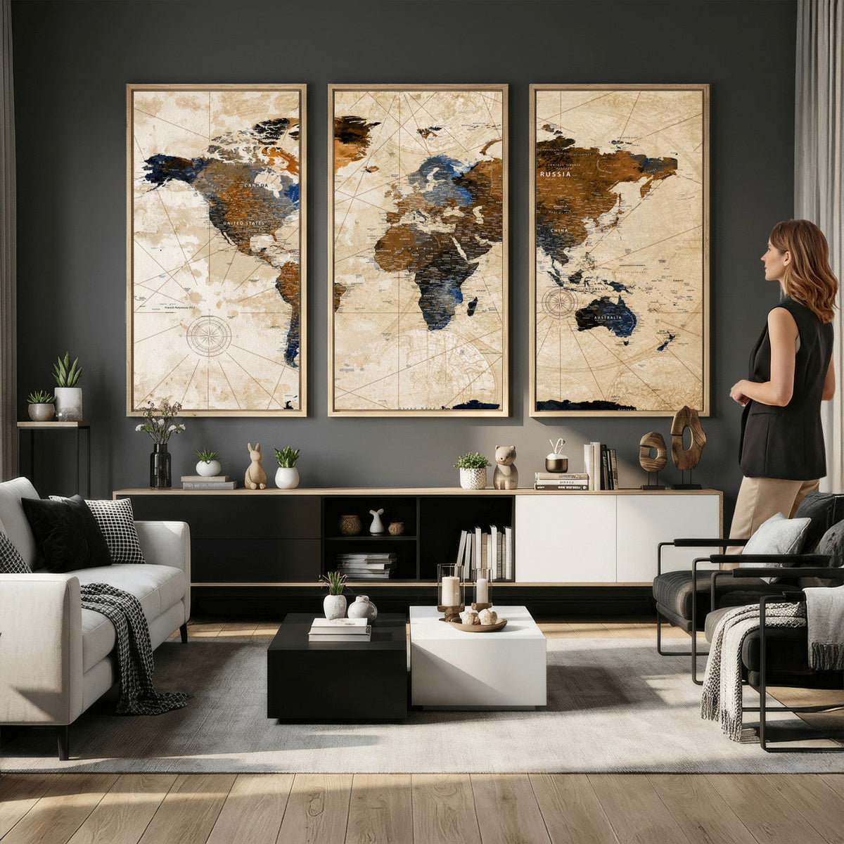 World Map Canvas Art Print | Framed Travel Map Wall Art