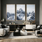 Snowy Mountain Range Canvas Print, Alpine Peaks Landscape Wall Art