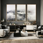 Foggy Forest Wall Art Canvas Print, Misty Pine Tree Landscape