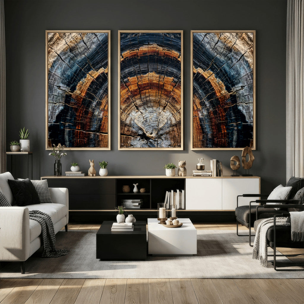 Abstract Wood Grain Canvas Print, Tree Ring Pattern Wall Art, Extra Large Living Room Wall Decor
