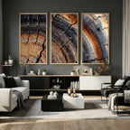Abstract Tree Ring Wall Art Print, Natural Rustic Wood Grain Canvas