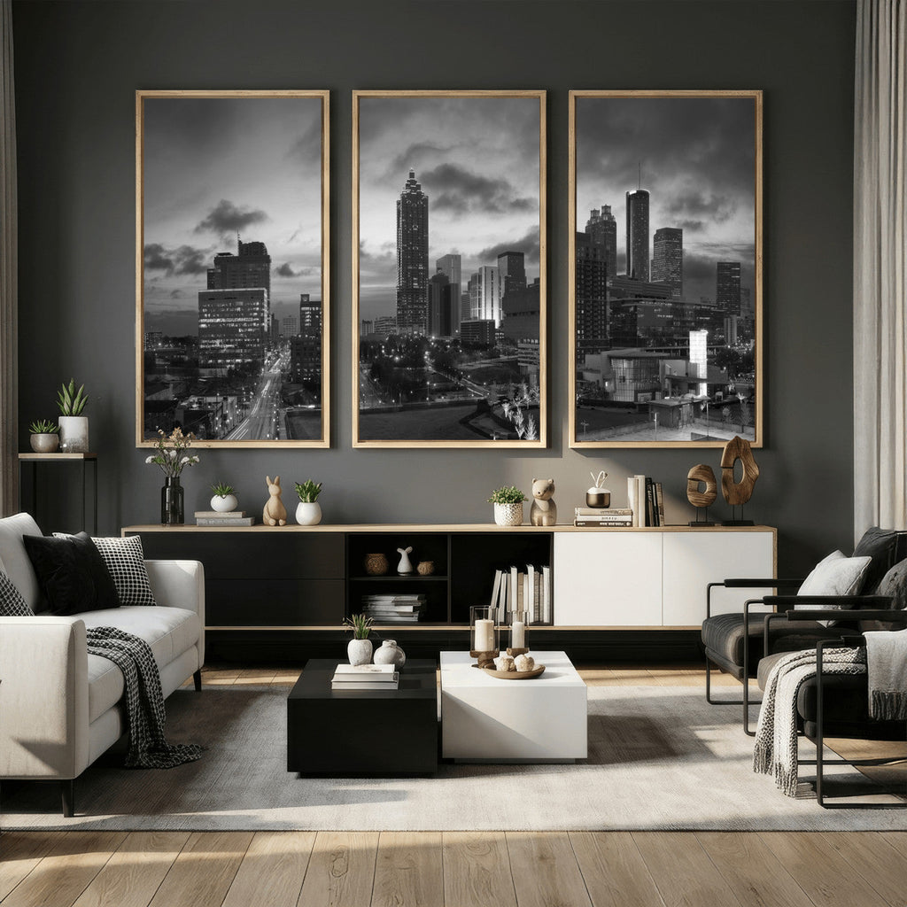 Atlanta Skyline Wall Art Canvas Print, Atlanta Downtown Night Cityscape
