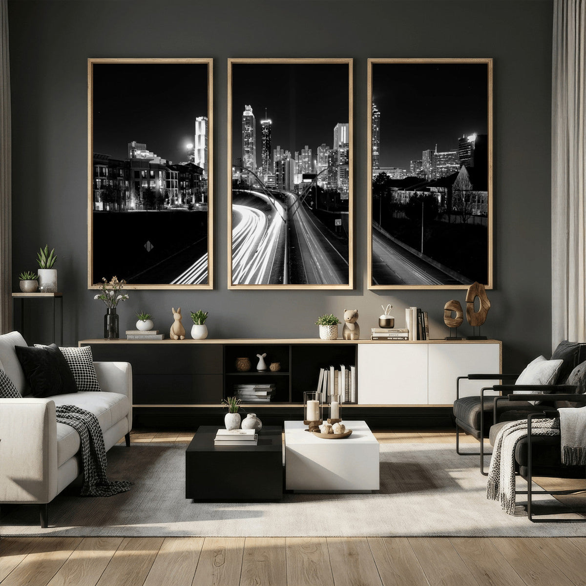Atlanta Skyline Wall Art Canvas Print, Atlanta Downtown Night Cityscape