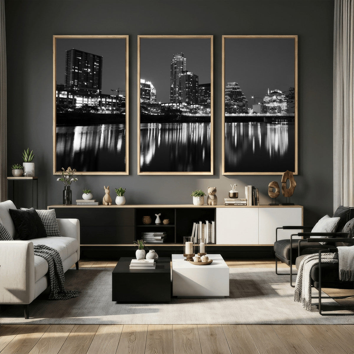 Austin Skyline Wall Art Canvas Print, Austin Downtown Night Cityscape