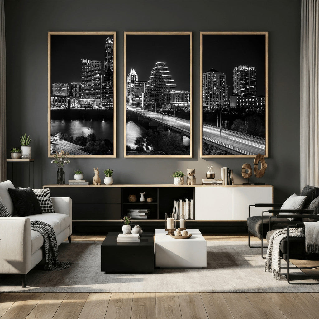 Austin Skyline Wall Art Canvas Print, Austin Downtown Night Cityscape