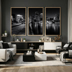 Boston Wall Art Canvas Print, Boston City Downtown Night Cityscape