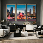 Chicago Wall Art Canvas Print - Chicago City Downtown Night Cityscape