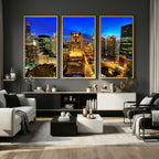 Chicago Wall Art Canvas Print - Chicago City Downtown Night Cityscape