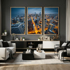 Chicago Wall Art Canvas Print - Chicago City Downtown Night Cityscape