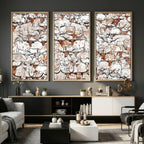Abstract Longhorn Herd Wall Art Canvas Print