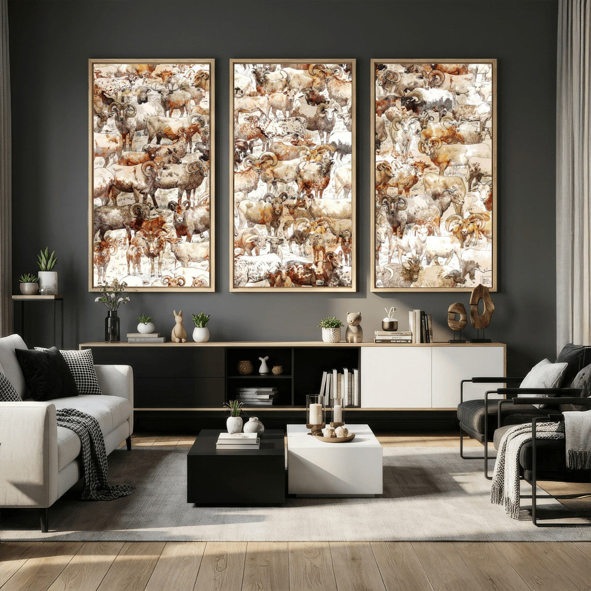 Farmhouse Bighorn Sheep Wall Art Canvas Print