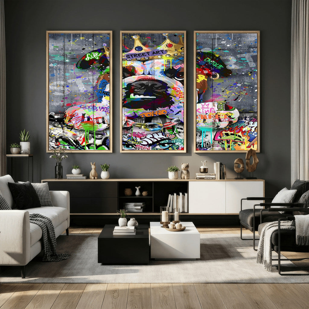 Graffiti Dog Wall Art Decor for Teen Bedroom | Abstract Graffiti Animal Canvas