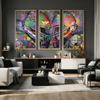 Graffiti Football Helmets Wall Art Canvas Print, Urban Street Art